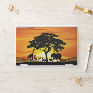 Wild Animals on African Savanna Sunset HP Laptop Skin