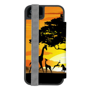 Wild Animals on African Savanna Sunset iPhone SE/5/5s Wallet Case