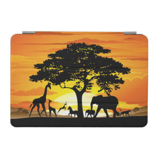 Wild Animals on African Savanna Sunset iPad Mini Cover