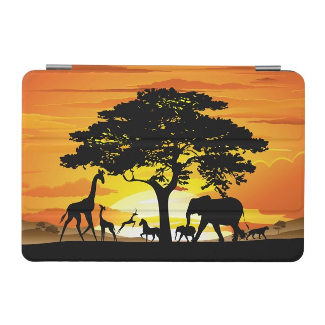 Wild Animals on African Savanna Sunset iPad Mini Cover (Horizontal)