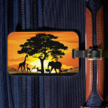Wild Animals on African Savanna Sunset Luggage Tag<br><div class="desc">Stunning,  Bright and Peaceful Sunset on Wild African Savanna Landscape with Wild Animals Shapes. Originally created with Hi Quality / Hi Resolugion Vector Graphic Art Technique Copyright BluedarkArt TheChameleonArt.</div>