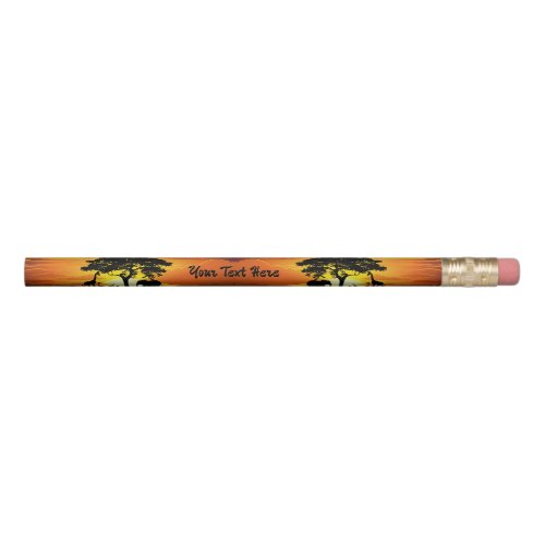 Wild Animals on African Savanna Sunset Pencil