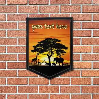 Wild Animals on African Savanna Sunset Pennant