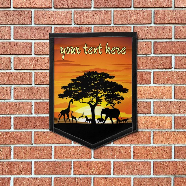 Wild Animals on African Savanna Sunset Pennant (Insitu 1)