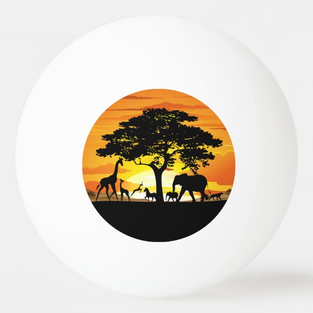 Wild Animals on African Savanna Sunset Ping Pong Ball (Front)