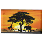 Wild Animals on African Savanna Sunset Place Card Holder