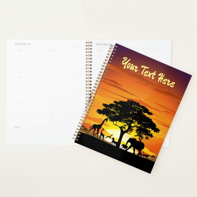 Wild Animals on African Savanna Sunset Planner (Display)
