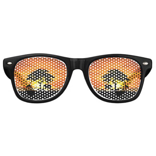 Wild Animals on African Savanna Sunset Retro Sunglasses