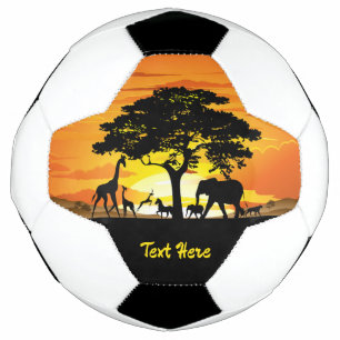 Wild Animals on African Savanna Sunset Soccer Ball