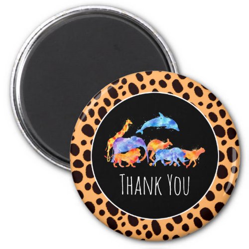 Wild Animals on an Exotic Cheetah Print  Thank You Magnet