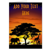 Wild Animals on Savannah Sunset Card (Front)