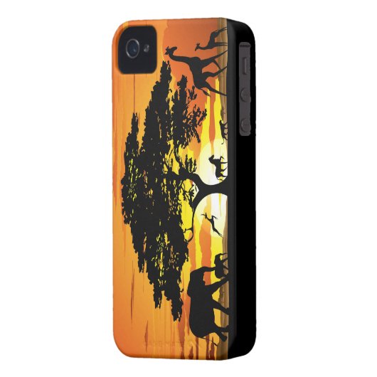 Wild Animals on Savannah Sunset iPhone 4 Case (Back Left)