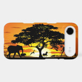 Wild Animals on Savannah Sunset iPhone 4 Case (Back (Horizontal))