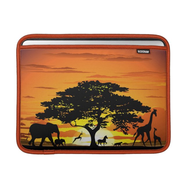 Wild Animals on Savannah Sunset Macbook Sleeve (Front Device)