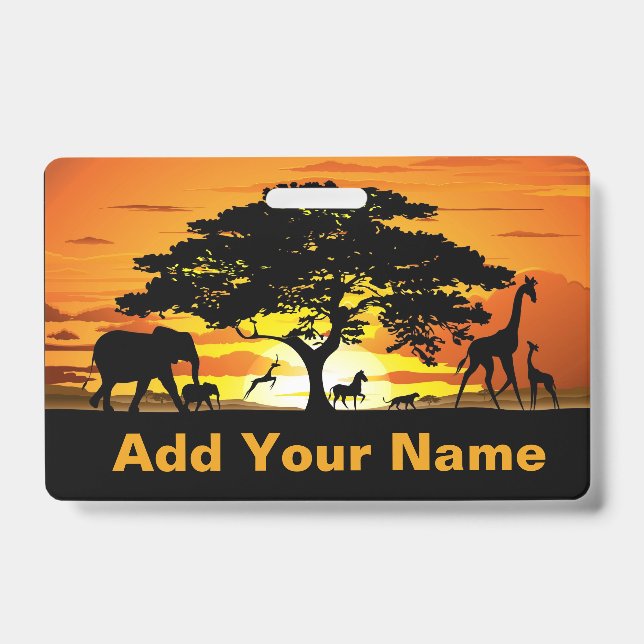 Wild Animals on Savannah Sunset Wristlets Badge (Front)