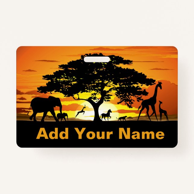 Wild Animals on Savannah Sunset Wristlets Badge (Front)