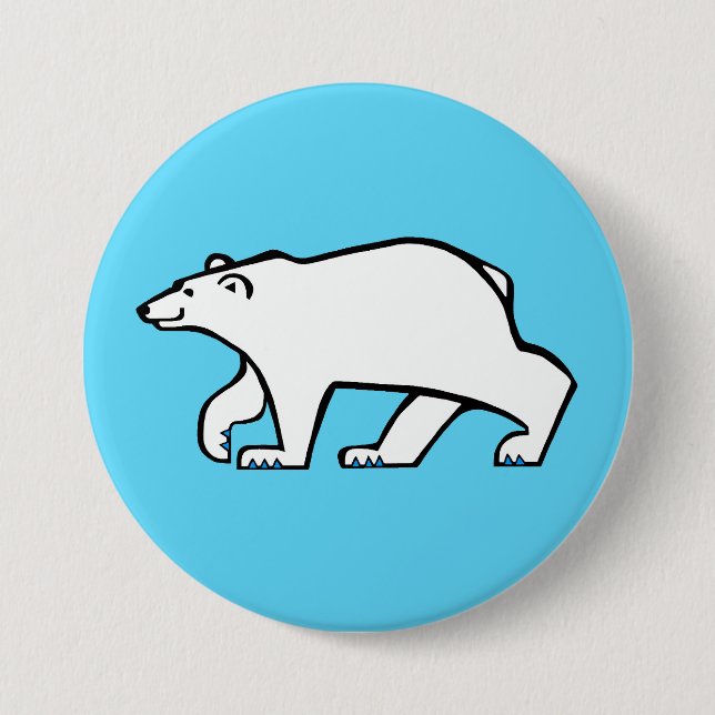 Wild animals-  Polar BEAR- Wildlife - Ice blue Button (Front)
