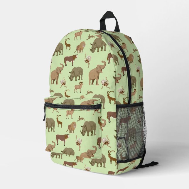 Wild animals printed backpack (Back Corner Right)