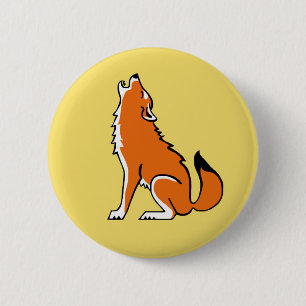 Wild animals - Red WOLF- Nature- yellow Button