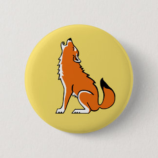 Wild animals - Red WOLF- Nature- yellow Button