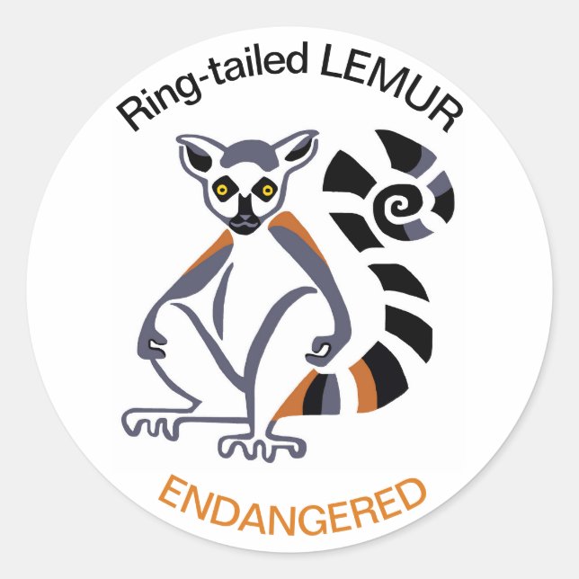 Wild animals - Ring-tailed LEMUR- Nature - Classic Round Sticker (Front)