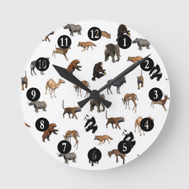 Wild Animals Round Clock (Front)