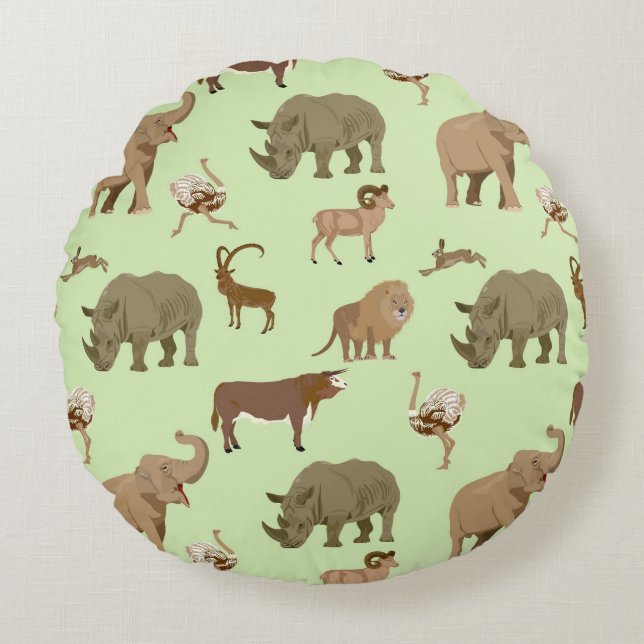 Wild animals round pillow (Front)
