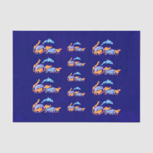 Wild Animals Running Together Colorful Watercolor Tissue Paper