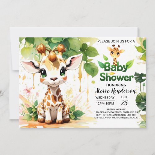 Wild Animals Safari Adventure Baby Shower Invitation