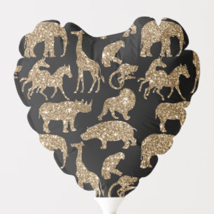 Wild Animals Safari Elegant Golden Glitter Sparkle Balloon