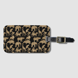 Wild Animals Safari Elegant Golden Glitter Sparkle Luggage Tag