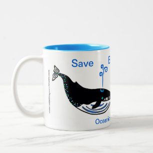 Wild animals - Save Blue WHALES -Wildlife - Two-Tone Coffee Mug