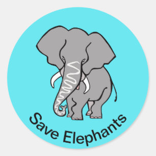 Wild animals -Save ELEPHANTS - Endangered animal - Classic Round Sticker