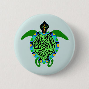 Wild animals - Sea TURTLE - Wildlife - Aqua Button