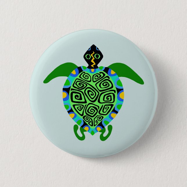 Wild animals - Sea TURTLE - Wildlife - Aqua Button (Front)