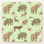 Wild animals square paper coaster