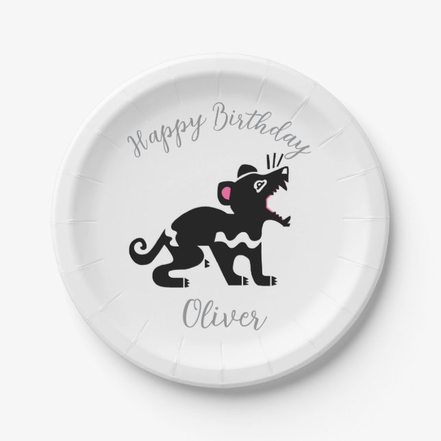Wild animals - Tasmanian DEVIl - Birthday - Party Paper Plates (Front)