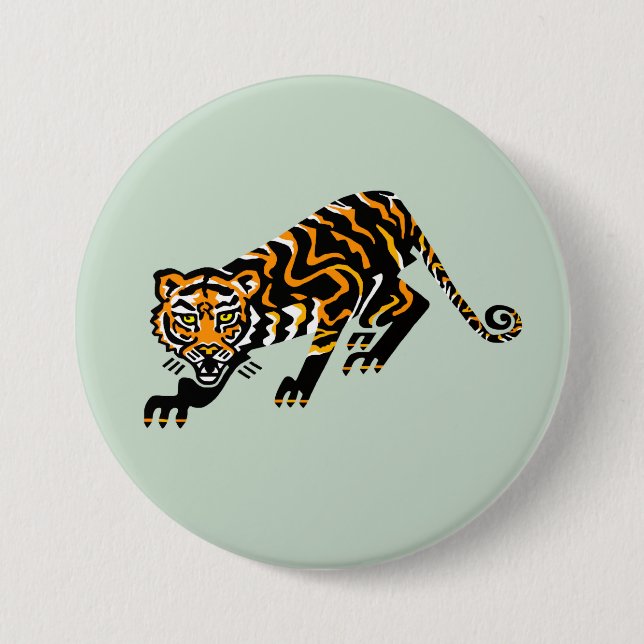 Wild animals  - TIGER - Wild catGreen Button (Front)