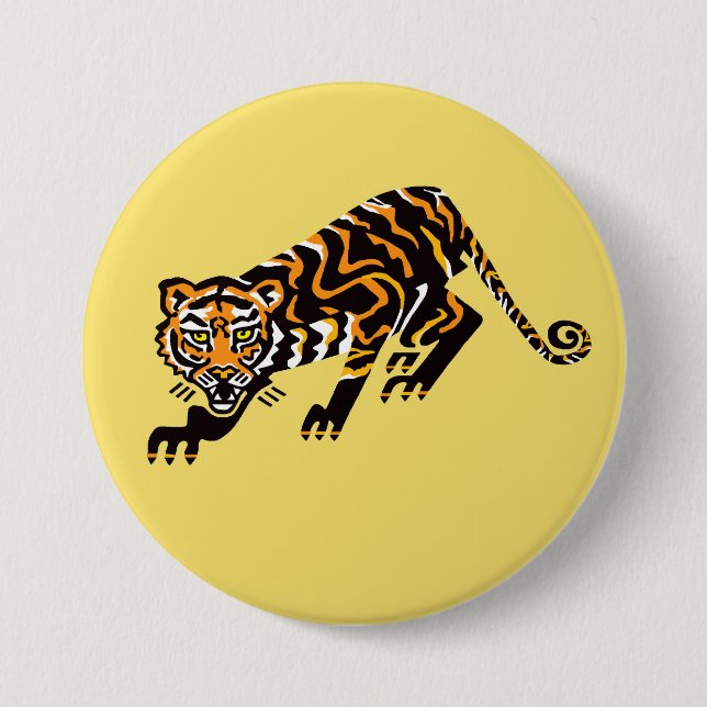 Wild animals -TIGER - Wildlife - Yellow Button (Front)