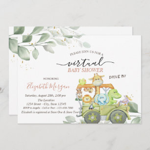 Wild Animals Virtual Drive By Baby Shower Invitation