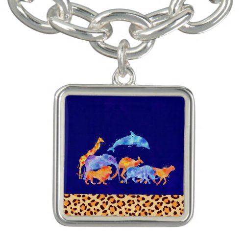 Wild Animals with a Leopard Print Border Bracelet