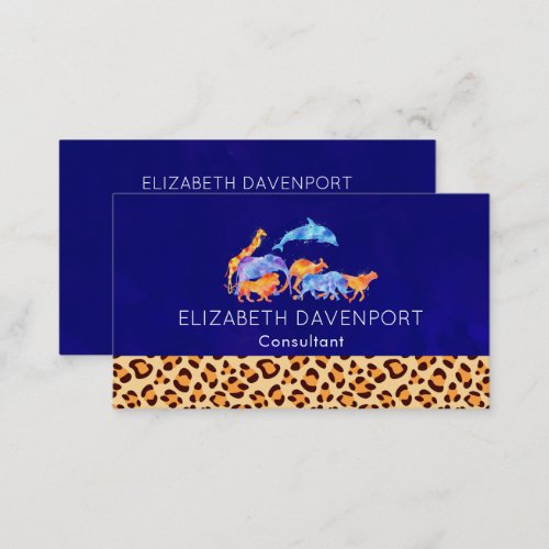 Wild Animals with a Leopard Print Border Business Card