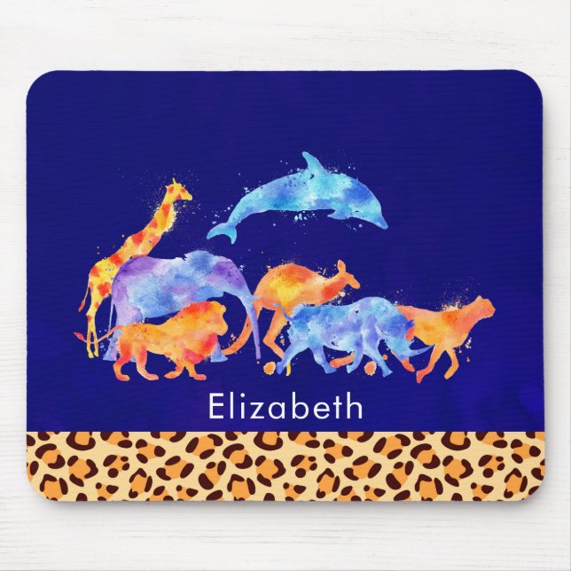 Wild Animals with a Leopard Print Border Mouse Pad (Front)