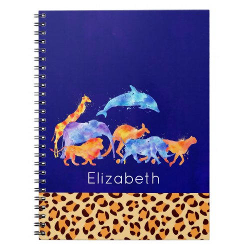 Wild Animals with a Leopard Print Border Notebook