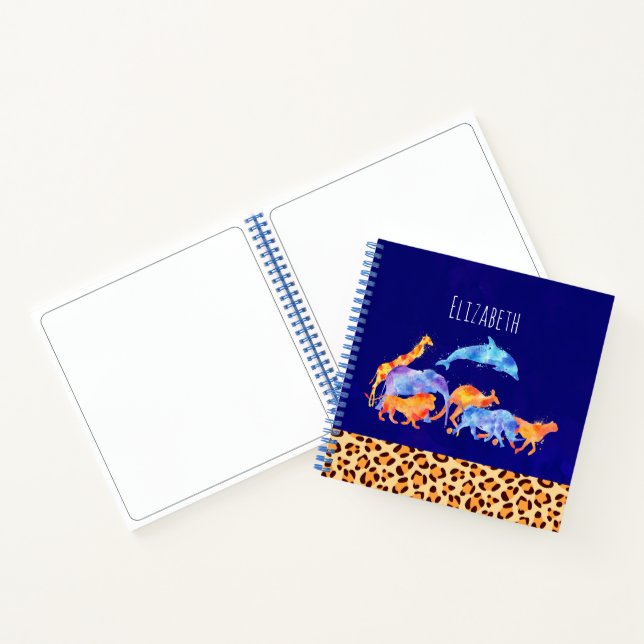 Wild Animals with a Leopard Print Border Notebook (Inside)