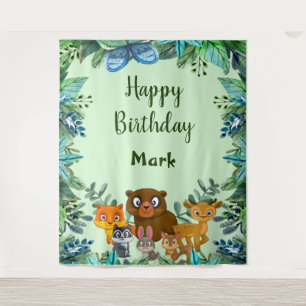 Wild Animals Woodland Forest Greenery Backdrop