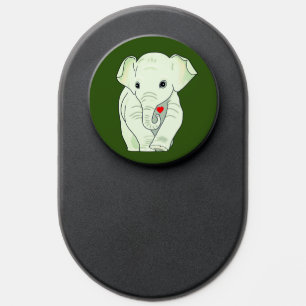 Wild Anime Elephant Cartoon on Forest Green PopSocket