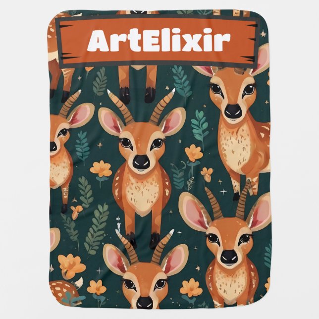 Wild Antelope Brown Pattern Baby Blanket (Front)
