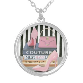 Wild Apple | Couture Stripes - Shoes & Bag Silver Plated Necklace by wildapple at Zazzle