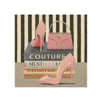 Wild Apple | Couture Stripes - Shoes & Bag Wood Wall Art by wildapple at Zazzle